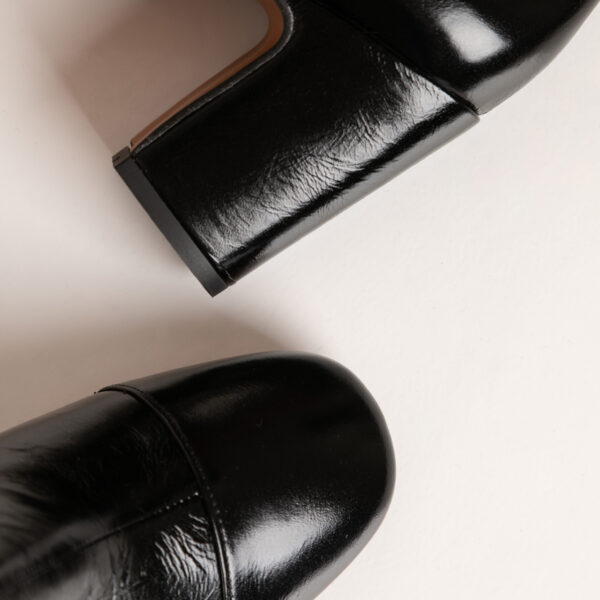 MAISON TOUFET BOTTINES CONFORTABLE NOIR CUIR BRILLANT EFFET FROISSÉ YESMINE