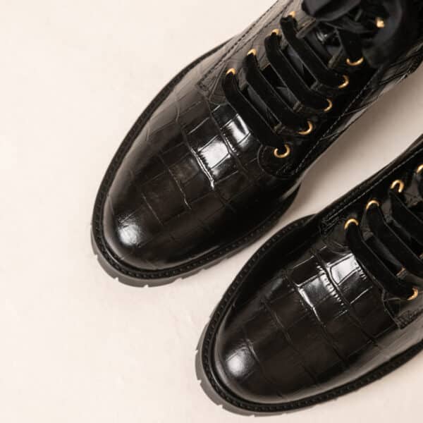 MAISON TOUFET BOTTINES CONFORTABLE NOIR CUIR CROCO ELISABETH