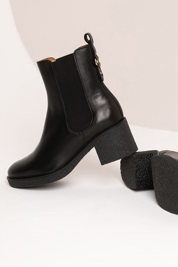 MAISON TOUFET BOTTINES CONFORTABLE NOIR CUIR LISSE ALMA