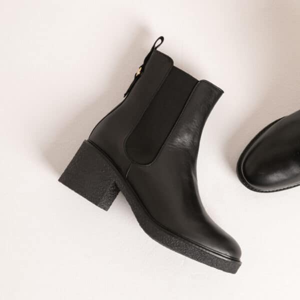 MAISON TOUFET BOTTINES CONFORTABLE NOIR CUIR LISSE ALMA