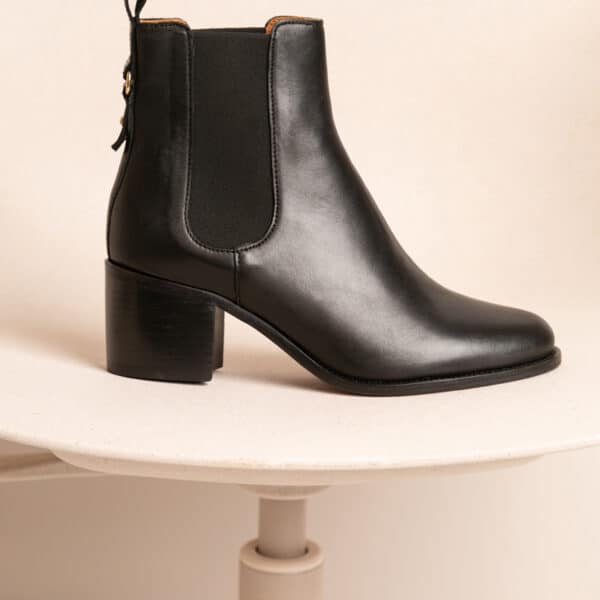 MAISON TOUFET BOTTINES CONFORTABLE NOIR CUIR LISSE GÉRALDINE