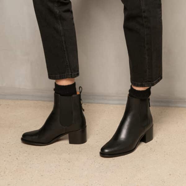 MAISON TOUFET BOTTINES CONFORTABLE NOIR CUIR LISSE GÉRALDINE