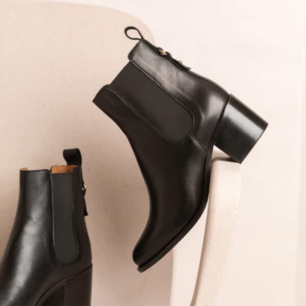 MAISON TOUFET BOTTINES CONFORTABLE NOIR CUIR LISSE GÉRALDINE