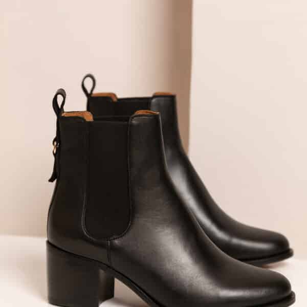 MAISON TOUFET BOTTINES CONFORTABLE NOIR CUIR LISSE GÉRALDINE