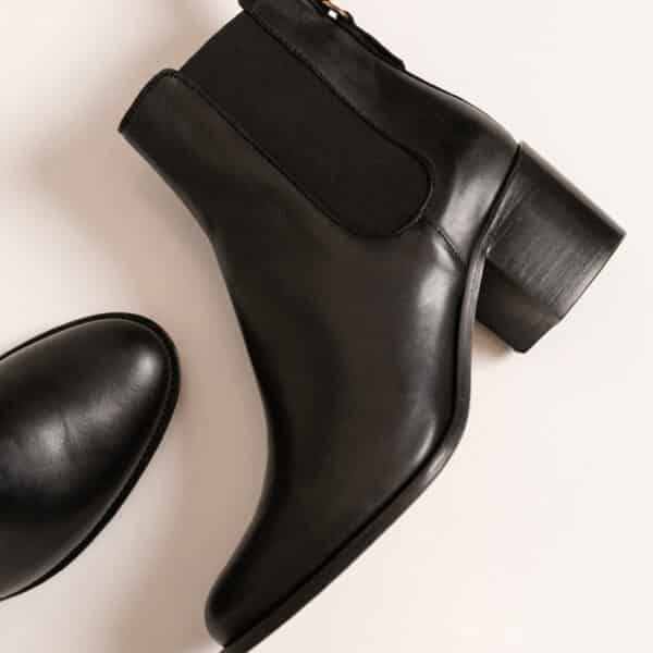 MAISON TOUFET BOTTINES CONFORTABLE NOIR CUIR LISSE GÉRALDINE