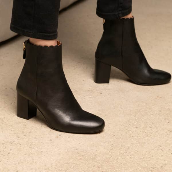 MAISON TOUFET BOTTINES CONFORTABLE NOIR CUIR LISSE GISELLE