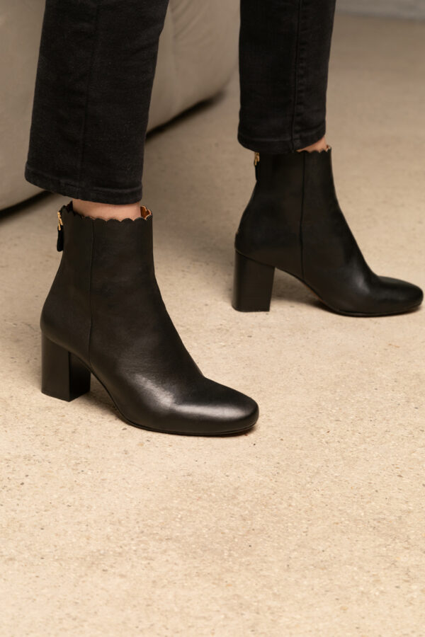 MAISON TOUFET BOTTINES CONFORTABLE NOIR CUIR LISSE GISELLE