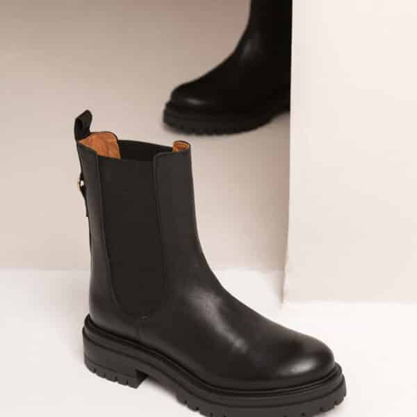 MAISON TOUFET BOTTINES CONFORTABLE NOIR CUIR LISSE JOY