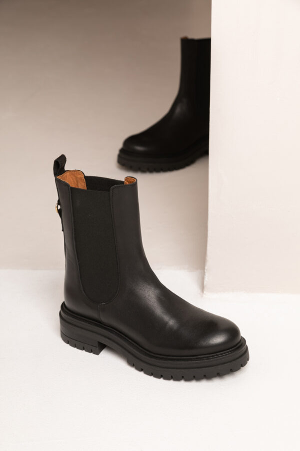 MAISON TOUFET BOTTINES CONFORTABLE NOIR CUIR LISSE JOY