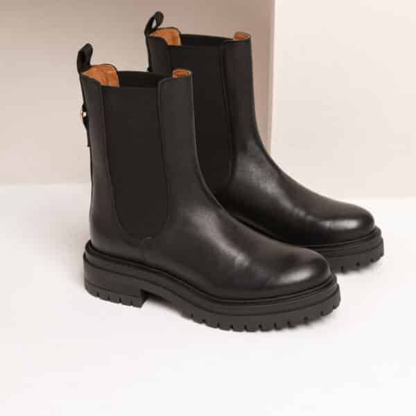MAISON TOUFET BOTTINES CONFORTABLE NOIR CUIR LISSE JOY