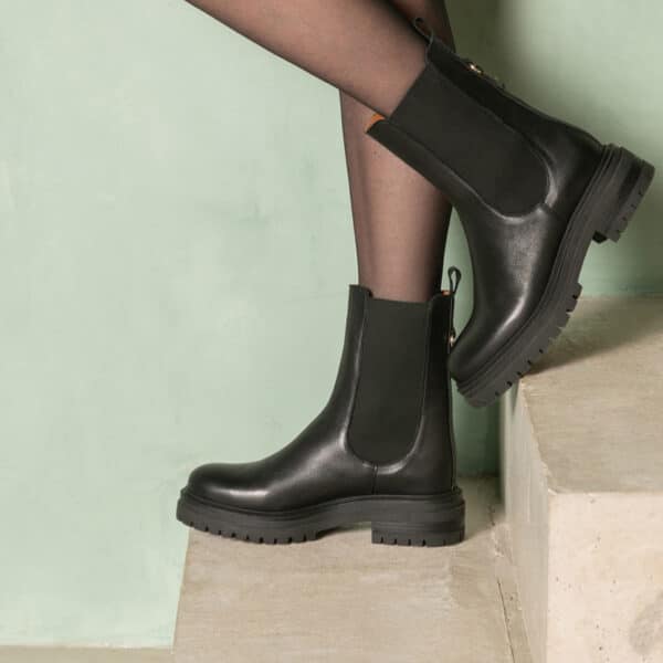 MAISON TOUFET BOTTINES CONFORTABLE NOIR CUIR LISSE JOY