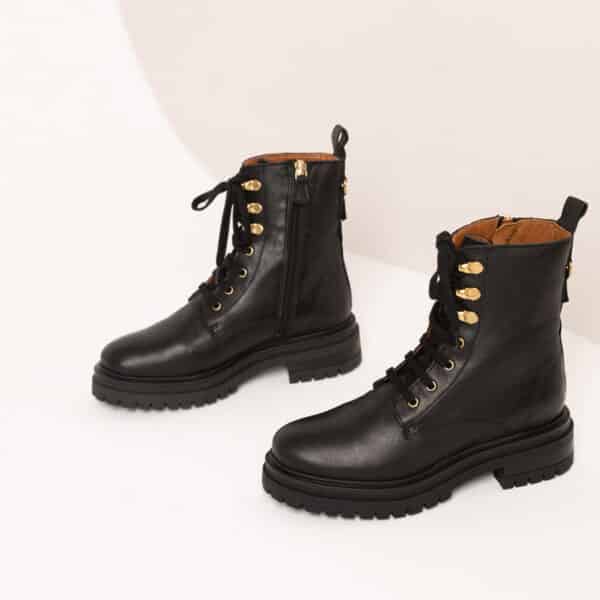 MAISON TOUFET BOTTINES CONFORTABLE NOIR CUIR LISSE NORA