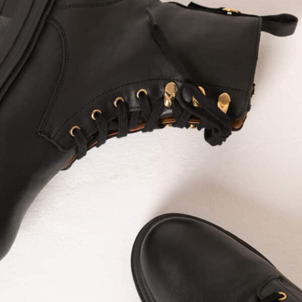 MAISON TOUFET BOTTINES CONFORTABLE NOIR CUIR LISSE NORA