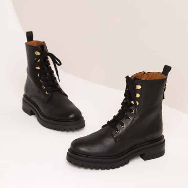 MAISON TOUFET BOTTINES CONFORTABLE NOIR CUIR LISSE NORA
