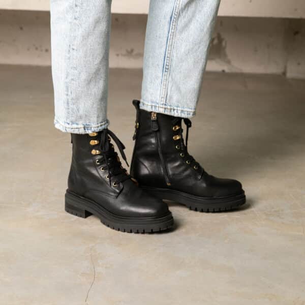 MAISON TOUFET BOTTINES CONFORTABLE NOIR CUIR LISSE NORA