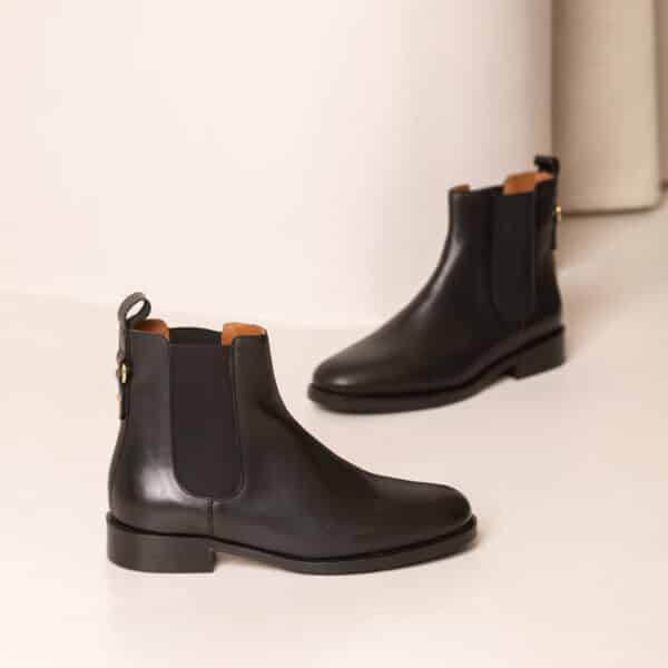 MAISON TOUFET BOTTINES CONFORTABLE NOIR CUIR LISSE ROMIE