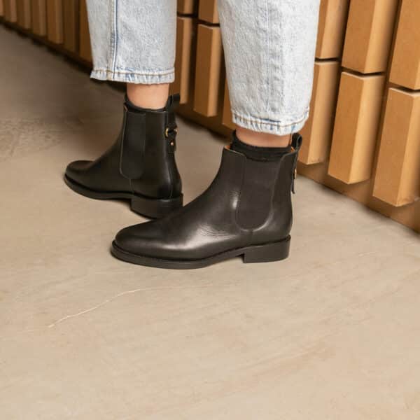 MAISON TOUFET BOTTINES CONFORTABLE NOIR CUIR LISSE ROMIE