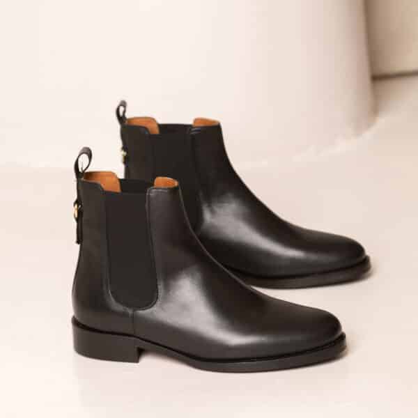 MAISON TOUFET BOTTINES CONFORTABLE NOIR CUIR LISSE ROMIE