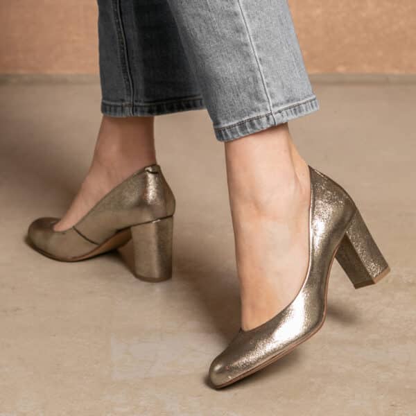 Escarpins dorés best sale cuir