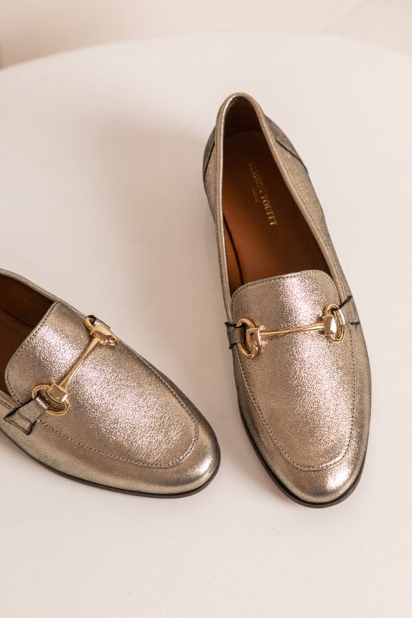 MAISON TOUFET MOCASSINS CONFORTABLE DORÉ CUIR MÉTALLISÉ CLÉMENCE