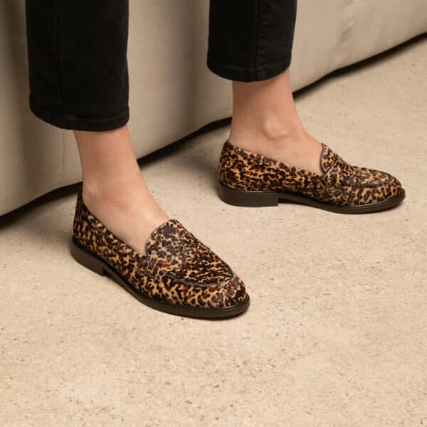 MAISON TOUFET MOCASSINS CONFORTABLE LEOPARD CUIR POULAIN ROSALIE