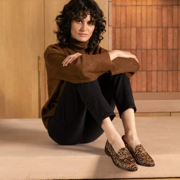 MAISON TOUFET MOCASSINS CONFORTABLE LEOPARD CUIR POULAIN ROSALIE