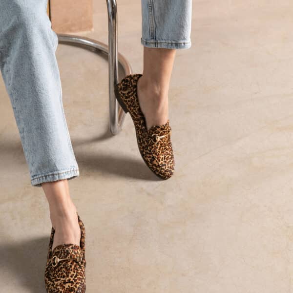 MAISON TOUFET MOCASSINS CONFORTABLE POULAIN LÉOPARD CUIR CLÉMENCE