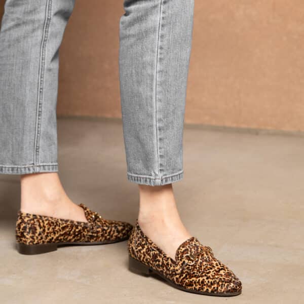MAISON TOUFET MOCASSINS CONFORTABLE POULAIN LÉOPARD CUIR CLÉMENCE