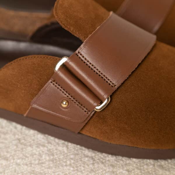 MAISON TOUFET SABOTS CONFORTABLE COGNAC CUIR VELOURS MILA