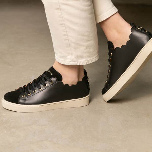 Basket top noir cuir