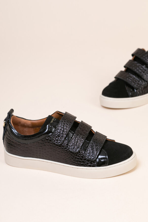 MAISON TOUFET BASKETS CONFORTABLE NOIR CUIR VELOURS CUIR VERNIS ANAIDA