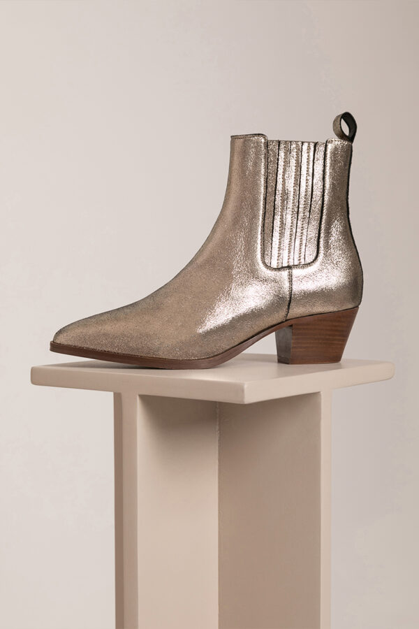MAISON TOUFET BOTTINES CONFORTABLE DORÉ CUIR MÉTALLISÉ VICTOIRE