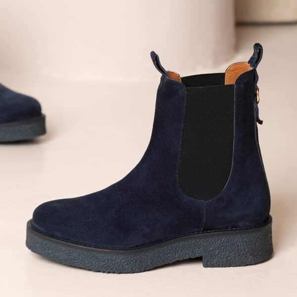 MAISON TOUFET BOTTINES CONFORTABLE MARINE CUIR VELOURS MARGAUX