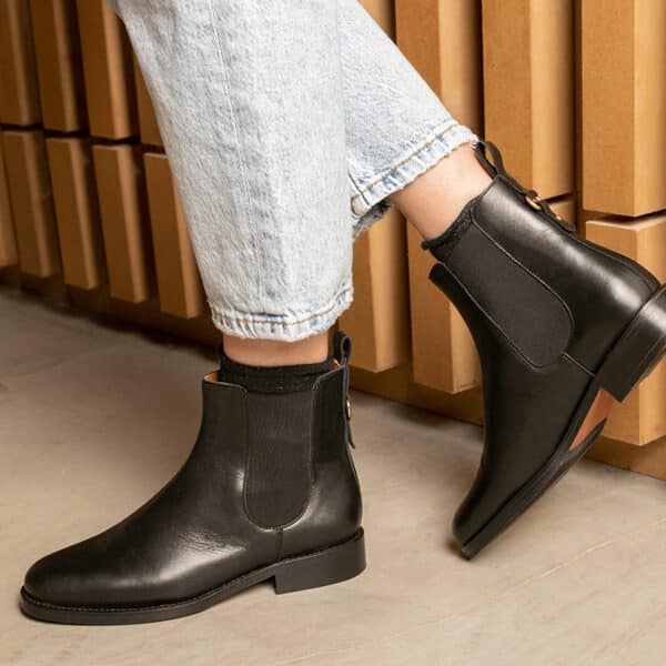 MAISON TOUFET BOTTINES CONFORTABLE NOIR CUIR LISSE ROMIE