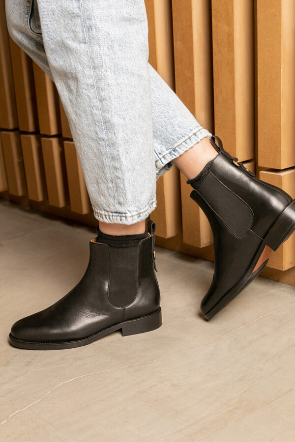 MAISON TOUFET BOTTINES CONFORTABLE NOIR CUIR LISSE ROMIE