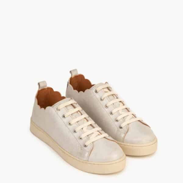 CARRE BASKETS CONFORTABLE BLANC CUIR PAILLETÉ JULIE