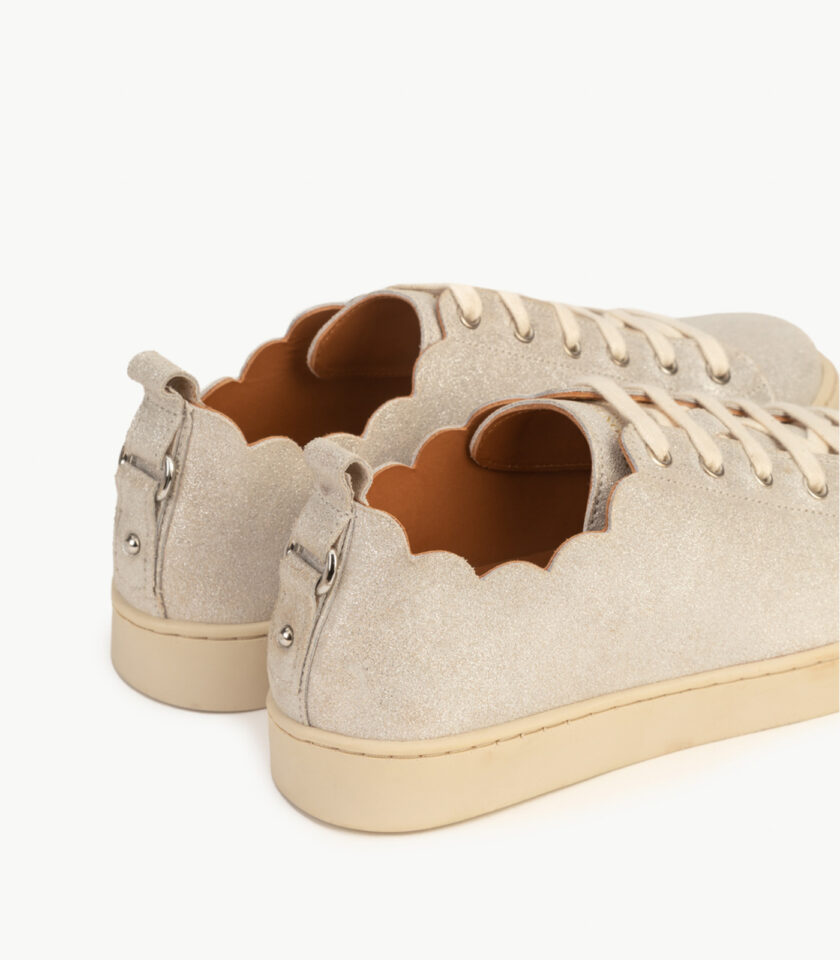 CARRE BASKETS CONFORTABLE BLANC CUIR PAILLETÉ JULIE