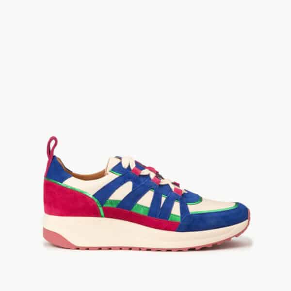 CARRE BASKETS CONFORTABLE BLEU ELECTRIQUE CUIR VELOURS CUIR LISSE AMALYA