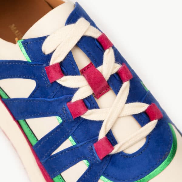 CARRE BASKETS CONFORTABLE BLEU ELECTRIQUE CUIR VELOURS CUIR LISSE AMALYA
