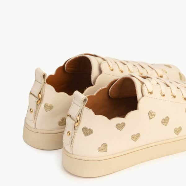 CARRE BASKETS CONFORTABLE CRÈME CUIR LISSE BRODÉ JULIE