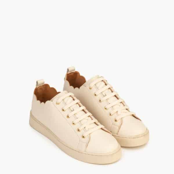 CARRE BASKETS CONFORTABLE CRÈME CUIR LISSE JULIE