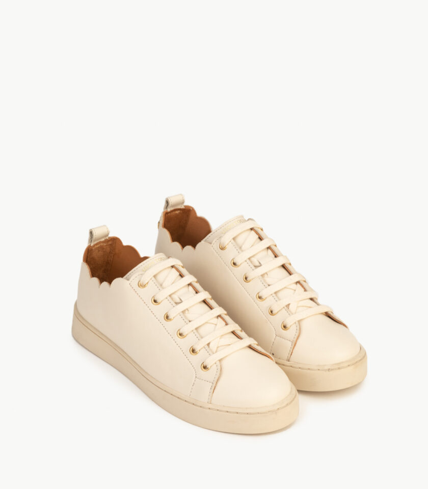 CARRE BASKETS CONFORTABLE CRÈME CUIR LISSE JULIE
