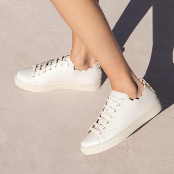 CARRE BASKETS CONFORTABLE CRÈME CUIR LISSE JULIE