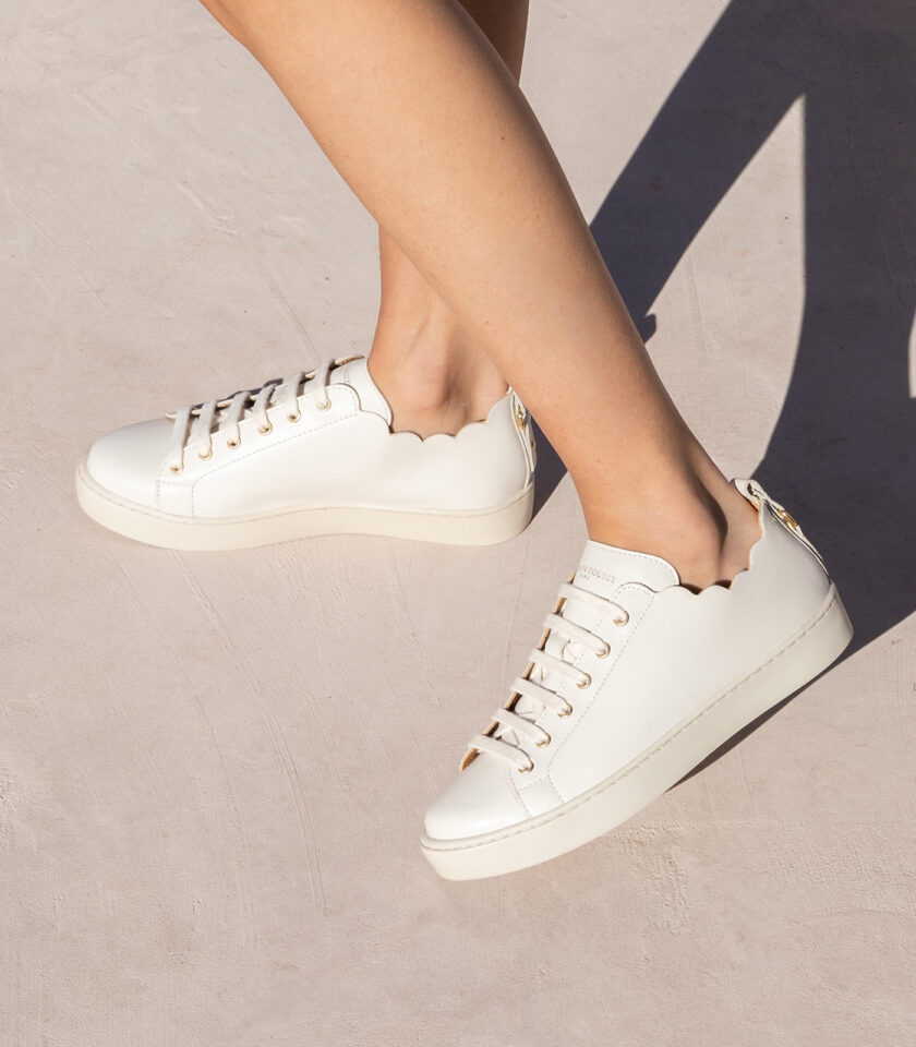 CARRE BASKETS CONFORTABLE CRÈME CUIR LISSE JULIE