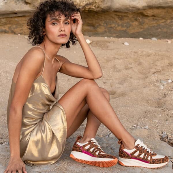 CARRE BASKETS CONFORTABLE DORÉ CUIR MÉTALLISÉ AMALYA