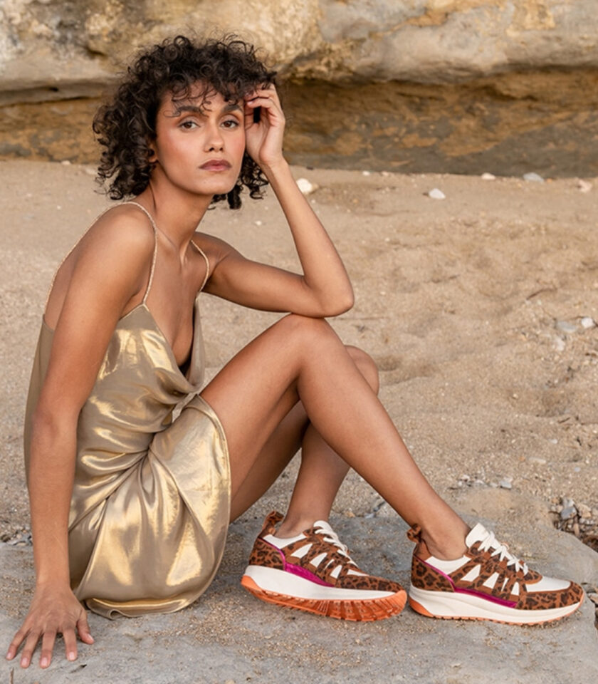 CARRE BASKETS CONFORTABLE DORÉ CUIR MÉTALLISÉ AMALYA
