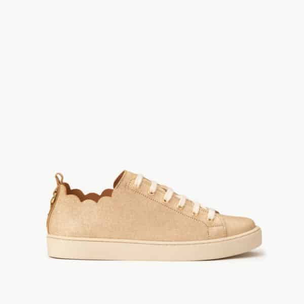 CARRE BASKETS CONFORTABLE DORÉ CUIR PAILLETÉ JULIE