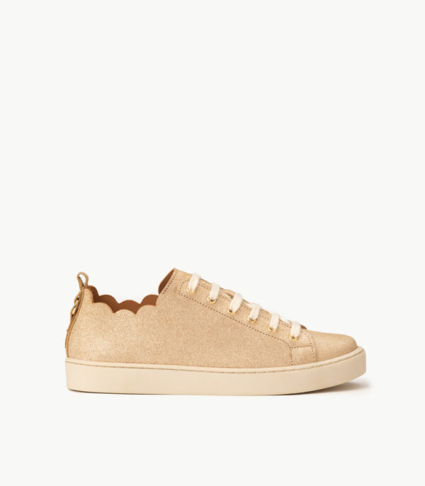 CARRE BASKETS CONFORTABLE DORÉ CUIR PAILLETÉ JULIE