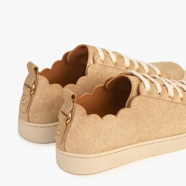 CARRE BASKETS CONFORTABLE DORÉ CUIR PAILLETÉ JULIE