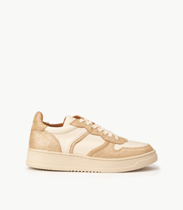 CARRE BASKETS CONFORTABLE DORÉ MÉTALLISÉ CRÈME CUIR ARMELLE